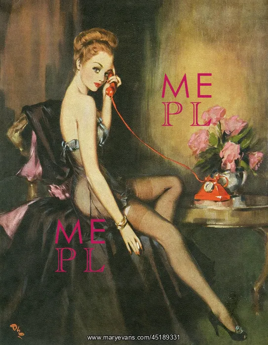 : Pin-up calendar girl by David Wright, 1950 : Pin-up calendar girl by David Wright, 1950