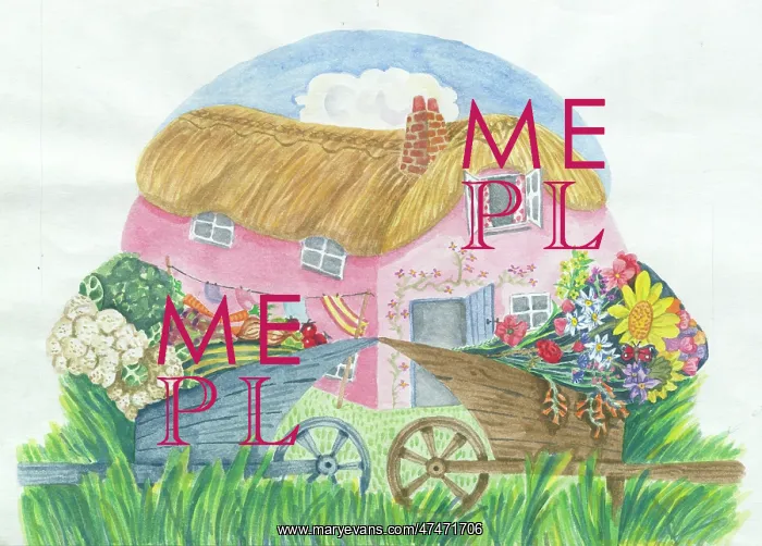 : Pink cottage and Wheelbarrows : Pink cottage and Wheelbarrows
