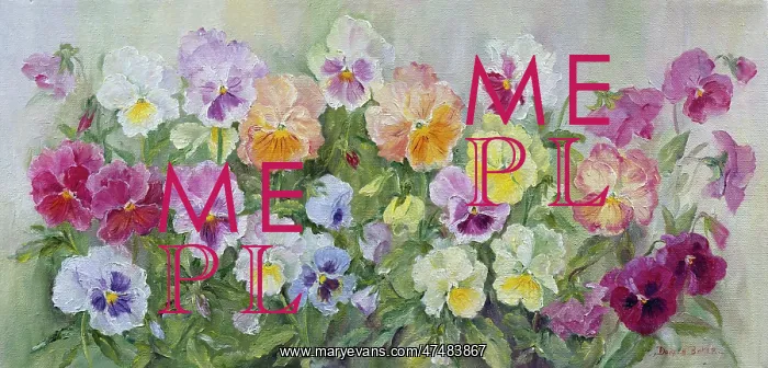  : Pink, Lemon, Lilac and Orange Pansies