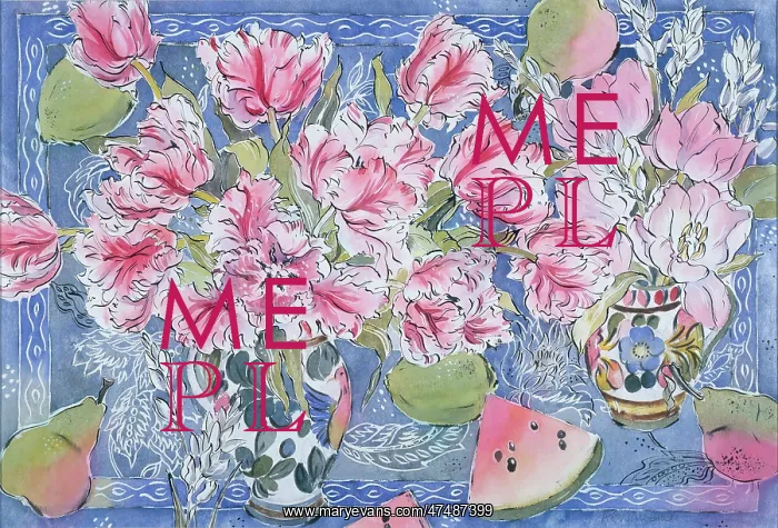 : Pink Tulips and Fruit : Pink Tulips and Fruit