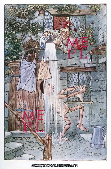 : Pinocchio -- doused with water : Pinocchio -- doused with water