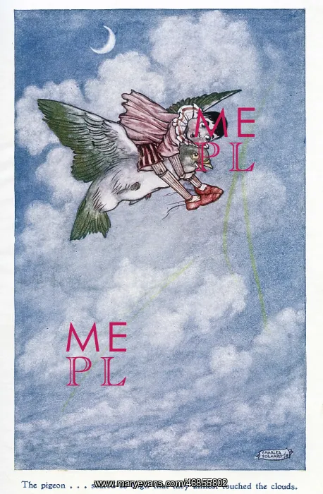  : Pinocchio -- flying on the back of a pigeon