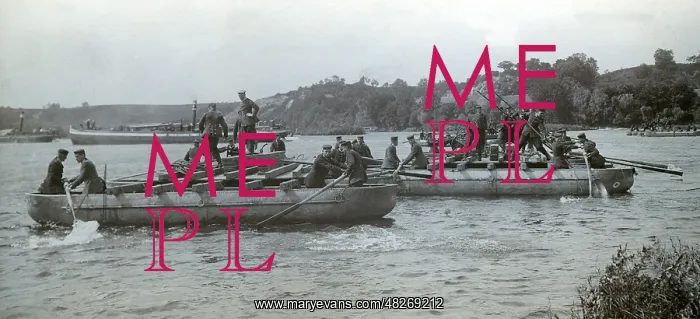 : The pioneers of the Guard build a bridge over the Oder, 1907 : The pioneers of the Guard build a bridge over the Oder, 1907