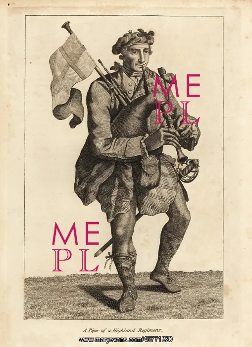 : Piper of a Highland Regiment, 17th century : Piper of a Highland Regiment, 17th century
