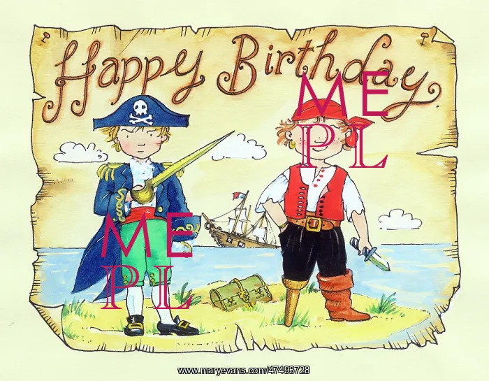 : Two pirates with Happy Birthday : Two pirates with Happy Birthday