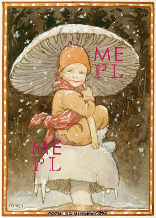 : A pixie child shelters from he snow : A pixie child shelters from he snow
