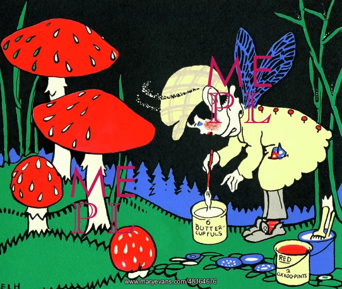 : Pixie painting toadstools : Pixie painting toadstools