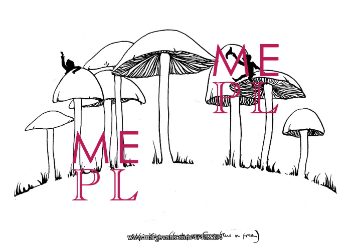 : Two pixies sit atop toadstools : Two pixies sit atop toadstools
