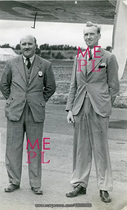 : P.J. Field Richards, Avro test pilot, left, and W.G.N. ? : P.J. Field Richards, Avro test pilot, left, and W.G.N. ?