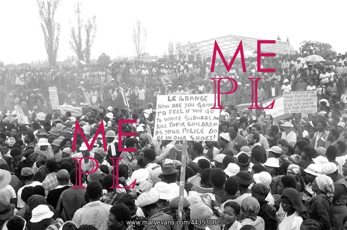 : A placard at a mass funeral in Alexandra. The placard : A placard at a mass funeral in Alexandra. The placard