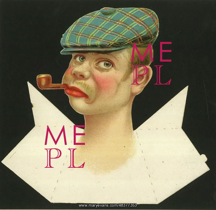  : Place card, man with flat cap and pipe