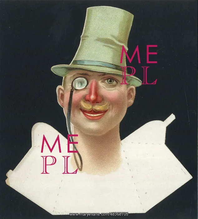  : Place card, man with green top hat and monocle