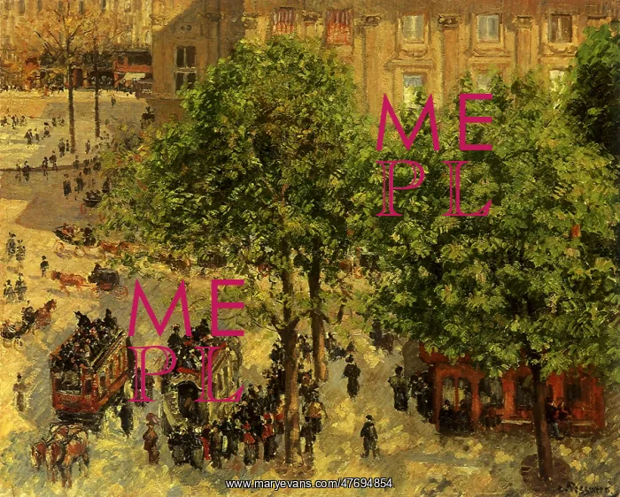 : Place du Theatre-Francais, Spring, by Camille Pissarro : Place du Theatre-Francais, Spring, by Camille Pissarro