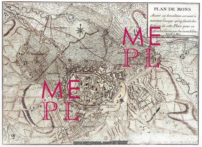 : Plan of 18th centurary Mons, Belgium : Plan of 18th centurary Mons, Belgium