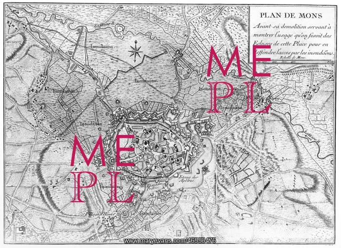 : Plan of 18th centurary Mons, Belgium : Plan of 18th centurary Mons, Belgium
