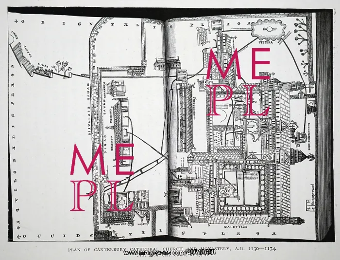  : Plan of Canterbury Cathedral, chuch and monastery, 1130-1174