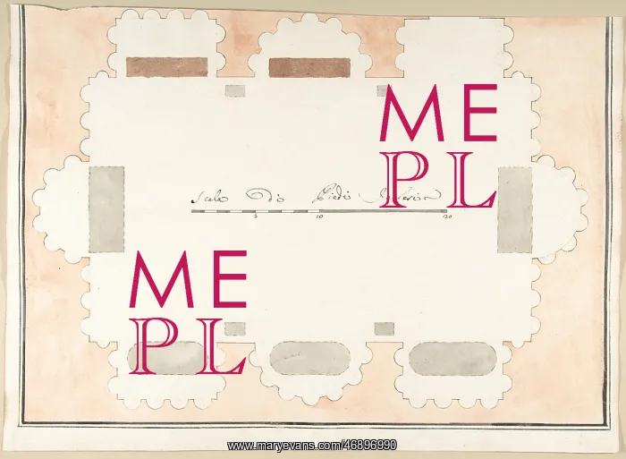 : Plan of a Columbarium, 1710?27, Pen and brown : Plan of a Columbarium, 1710?27, Pen and brown