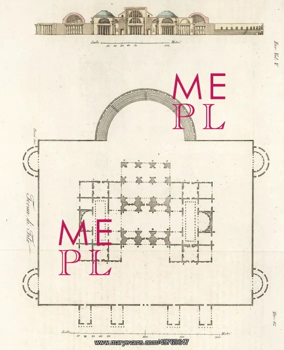 : Plan and elevation of the Baths of Titus, Rome : Plan and elevation of the Baths of Titus, Rome
