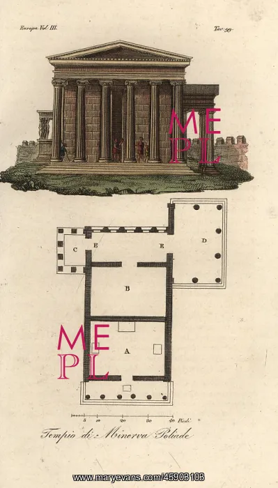 : Plan and elevation of the Erechtheion, Athens : Plan and elevation of the Erechtheion, Athens