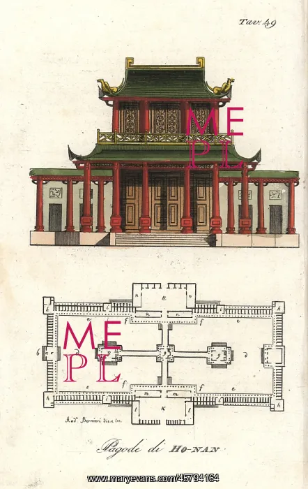 : Plan and elevation of Honang pagoda, Canton, China : Plan and elevation of Honang pagoda, Canton, China