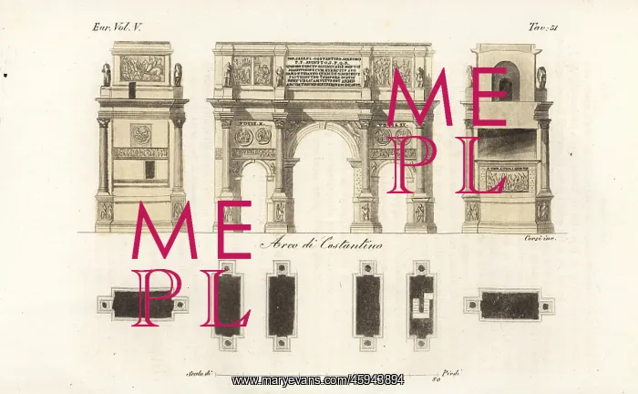 : Plan and elevations of the Arch of Constantine, Rome : Plan and elevations of the Arch of Constantine, Rome