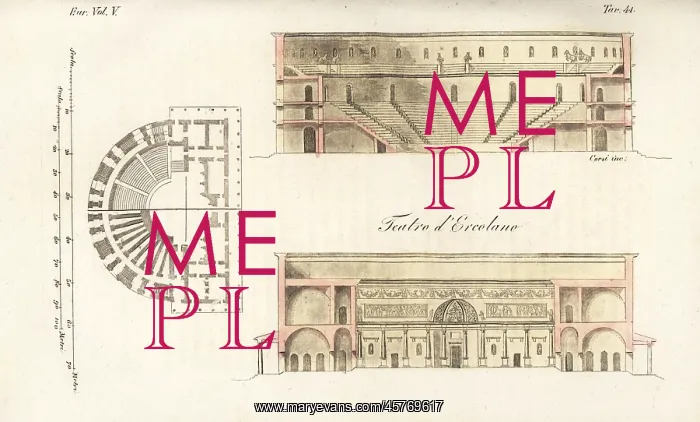 : Plan and elevations of the theatre at Herculaneum : Plan and elevations of the theatre at Herculaneum