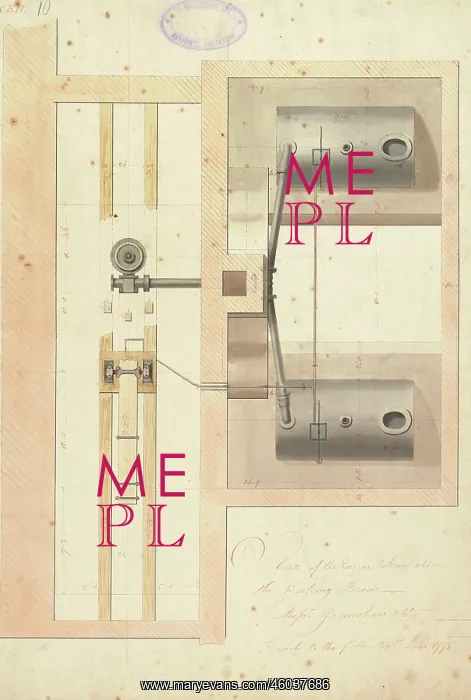 : Plan of the engine taken above the working beam : Plan of the engine taken above the working beam