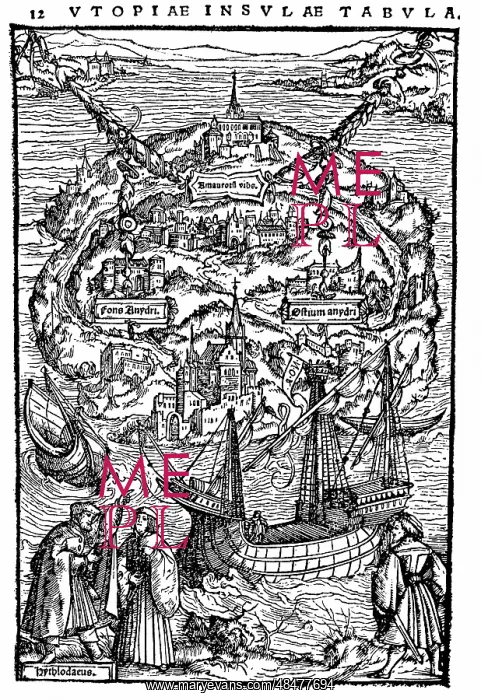 : Plan of the island of Utopia. From Thomas Moore's : Plan of the island of Utopia. From Thomas Moore's