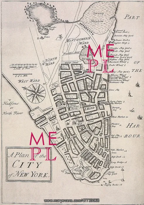  : Plan of New York City about 1740