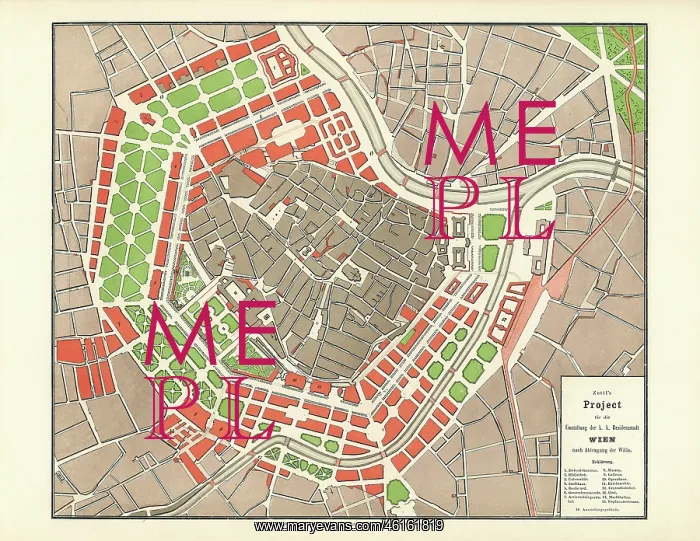 : Plan for the Ringstrasse by Ludwig Zettl : Plan for the Ringstrasse by Ludwig Zettl