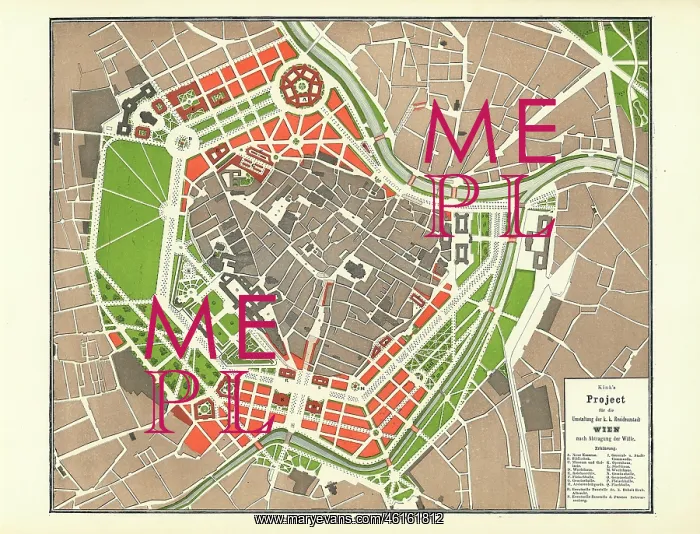 : Plan for the Ringstrasse by Martion Kink : Plan for the Ringstrasse by Martion Kink