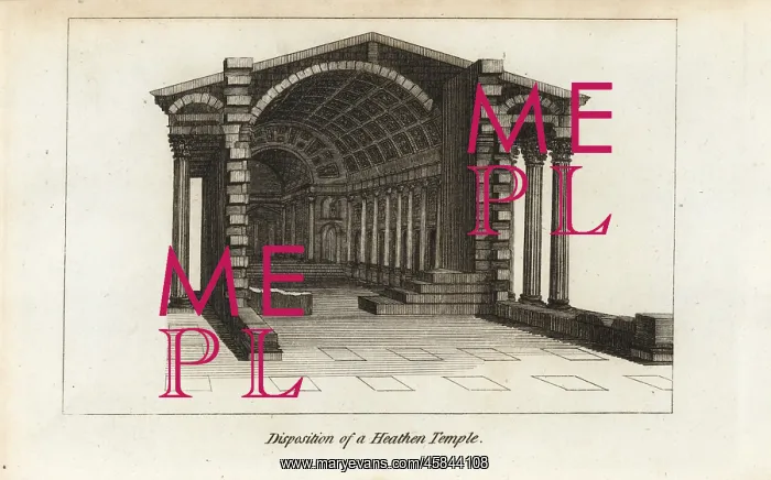 : Plan and section of an ancient Roman temple : Plan and section of an ancient Roman temple