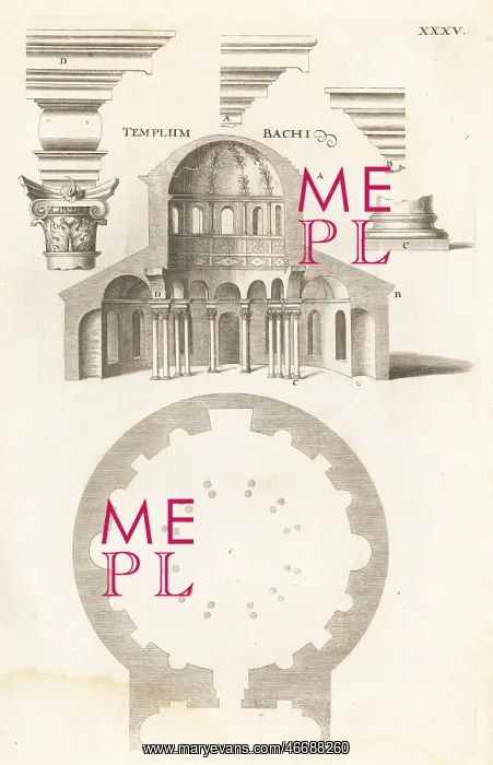 : Plan and section of the dome of the Santa Costanza, Rome : Plan and section of the dome of the Santa Costanza, Rome