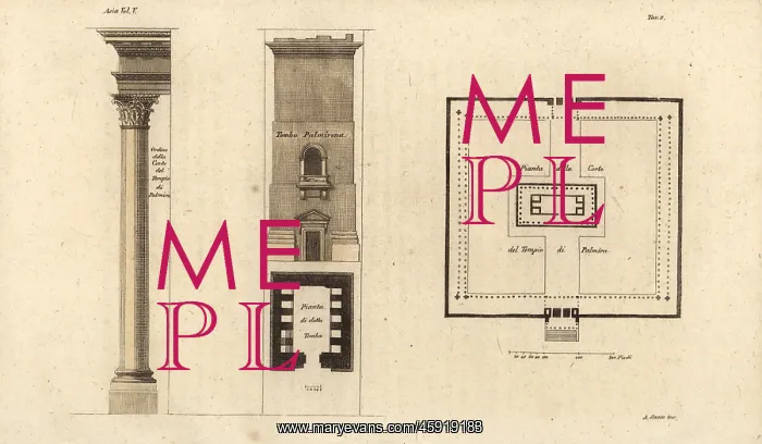 : Plan, tomb and column from the Temple of Bel, Palmyra, Syria : Plan, tomb and column from the Temple of Bel, Palmyra, Syria