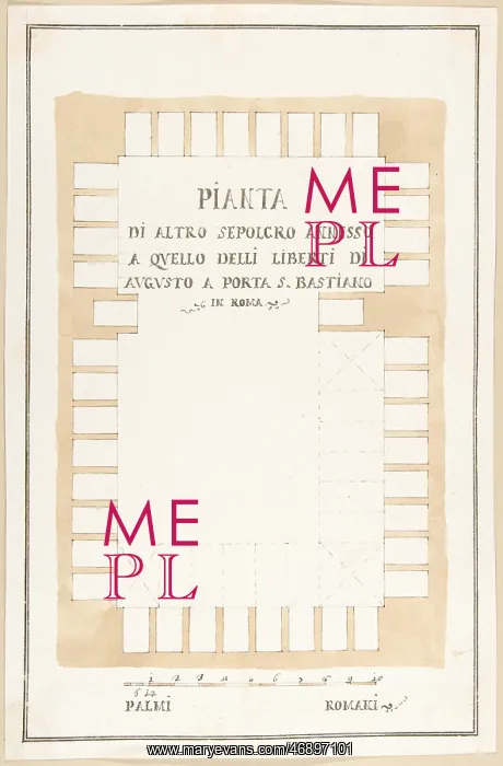 : Plan of a Tomb, Rome, 1710?27, Pen and brown ink : Plan of a Tomb, Rome, 1710?27, Pen and brown ink
