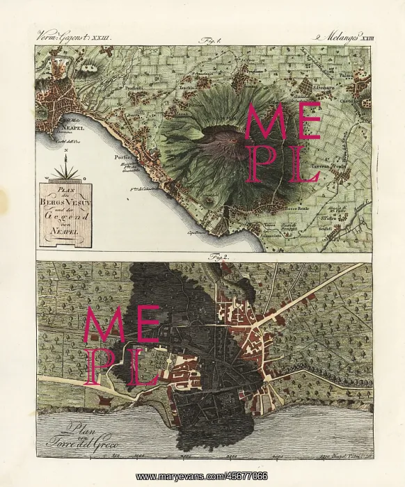 : Plan of the volcano Mt Vesuvius after an eruption : Plan of the volcano Mt Vesuvius after an eruption