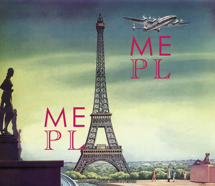 : Plane flying over Eiffel Tower, Paris : Plane flying over Eiffel Tower, Paris