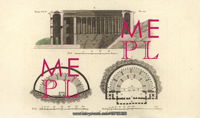 : Plans and section of the Odeon of Pericles, Athens, Greece : Plans and section of the Odeon of Pericles, Athens, Greece