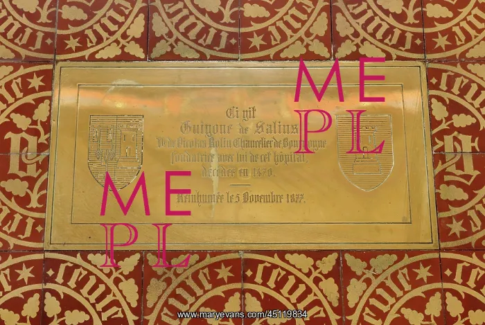 : Plaque, Chapel, Hospices de Beaune, Beaune, Burgundy, France : Plaque, Chapel, Hospices de Beaune, Beaune, Burgundy, France