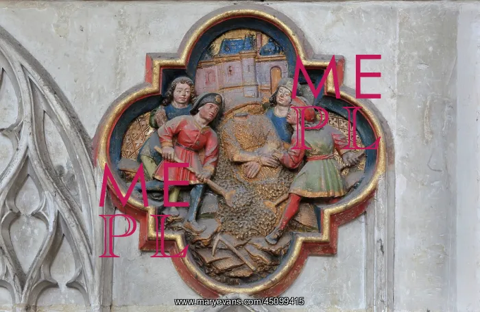 : Plaque, choir screen, Amiens Cathedral, Picardy, France : Plaque, choir screen, Amiens Cathedral, Picardy, France