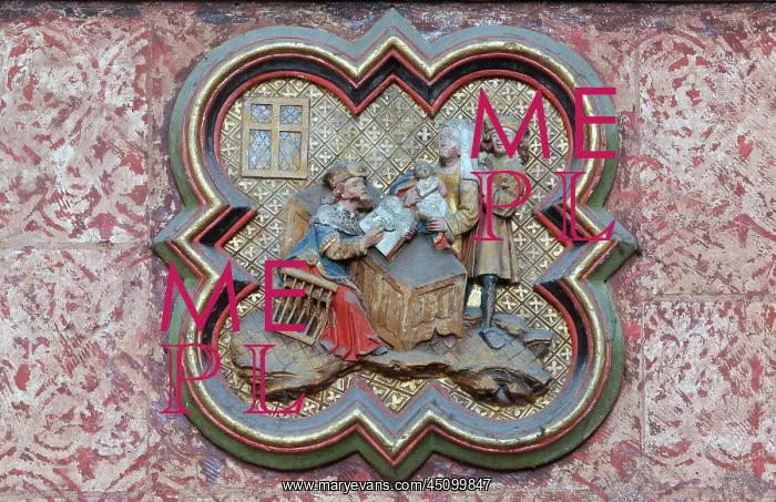 : Plaque, choir screen, Amiens Cathedral, Picardy, France : Plaque, choir screen, Amiens Cathedral, Picardy, France