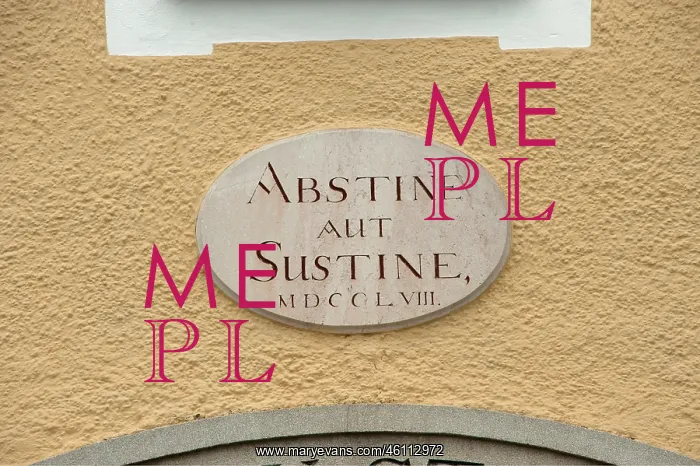 : Plaque with the inscription abstine aut sustine : Plaque with the inscription abstine aut sustine