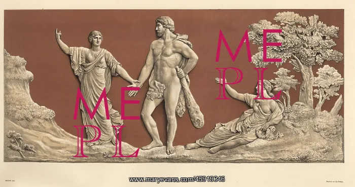 : Plaque showing the choice of Hercules between : Plaque showing the choice of Hercules between