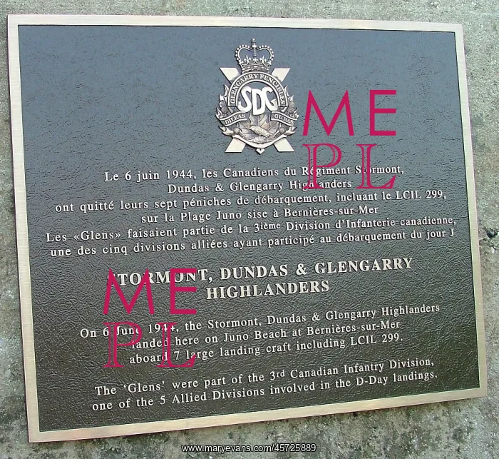 : Plaque to Stormont, Dundas & Glengarry Highlanders : Plaque to Stormont, Dundas & Glengarry Highlanders