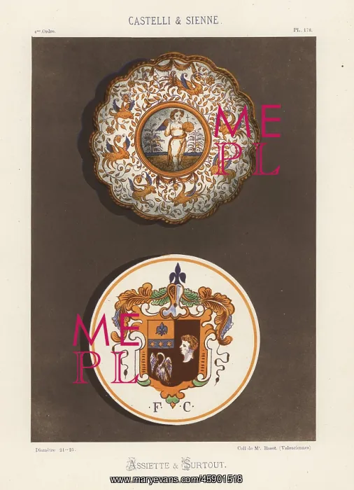 : Plate and centerpiece from Castelli and Sienna : Plate and centerpiece from Castelli and Sienna