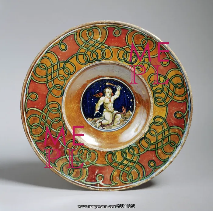 : Plate: Cherub fighting a snake : Plate: Cherub fighting a snake