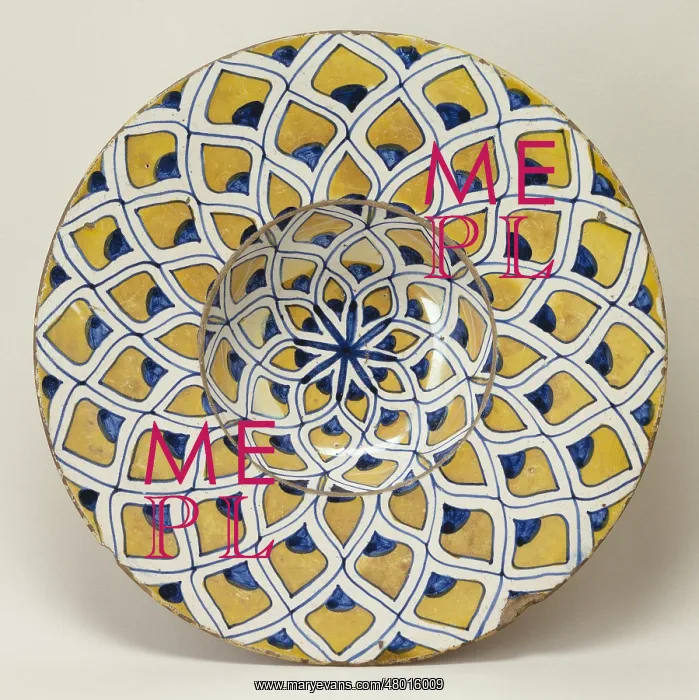 : Plate decorated with peacock feathers : Plate decorated with peacock feathers