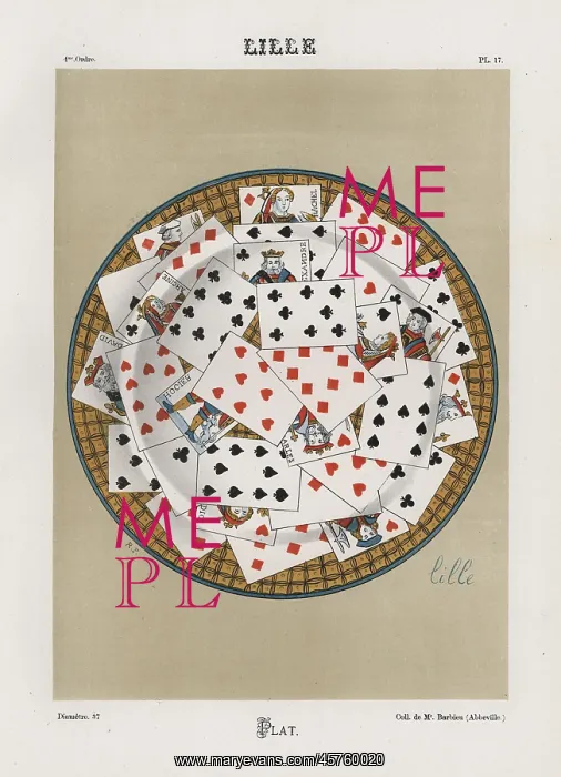 : Plate decorated with playing cards from Lille : Plate decorated with playing cards from Lille