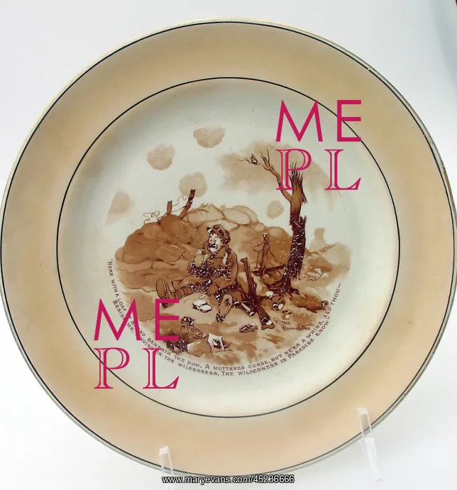 : Plate inscribed with parodic verses, WW1 : Plate inscribed with parodic verses, WW1