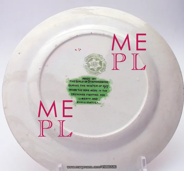 : Plate inscribed with parodic verses, WW1 : Plate inscribed with parodic verses, WW1